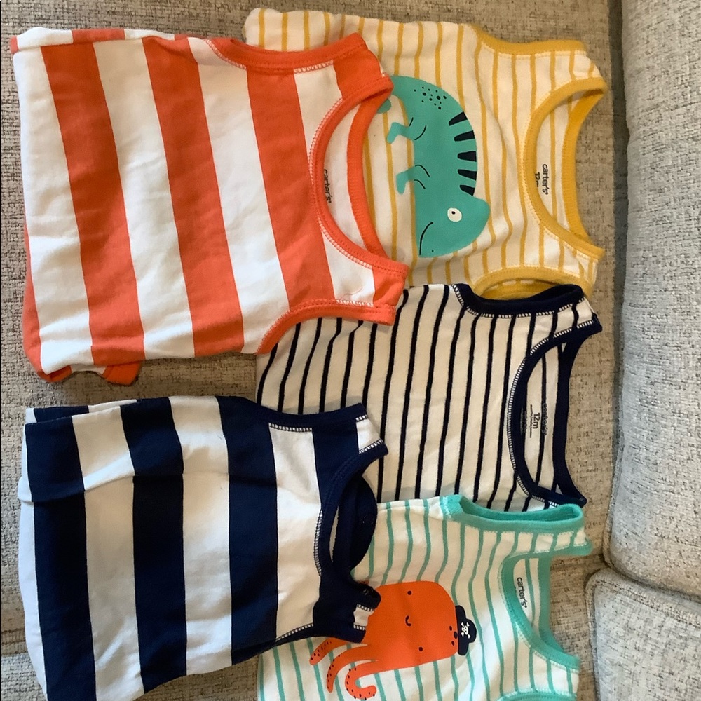 12 month tank top onesies 5 pieces